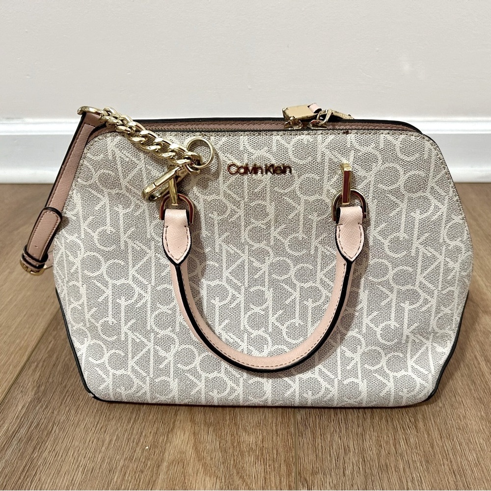 Calvin Klein Cream and Pink Women's Bag